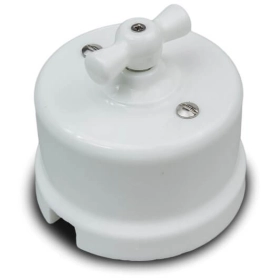 Выключатель 2 кл, керамика — белый, Лизетта, Bironi