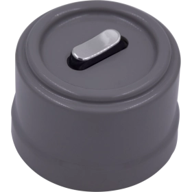 Выключатель 1 кл, кнопочный, пластик — титан серебро, Лизетта, Bironi