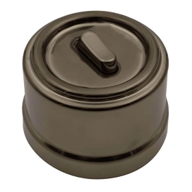 Выключатель перекрестный, 1 кл, клавишный, ручка бронза — бронза, Лизетта, Bironi