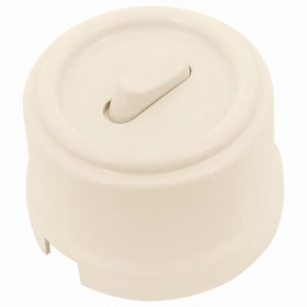 Выключатель 1 кл, проходной, клавишный, пластик — песочное золото, Лизетта, Bironi