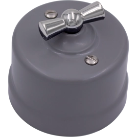 Выключатель перекрестный, пластик — титан серебро, Лизетта, Bironi