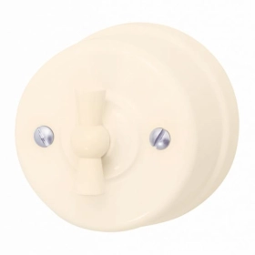 Выключатель 1 кл, поворотный, пластик — песочное золото, Лизетта, Bironi