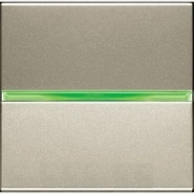 Выключатель 1 кл, с зеленой подсветкой - шампань, ABB Zenit (N2201 CV + N2191 VD)