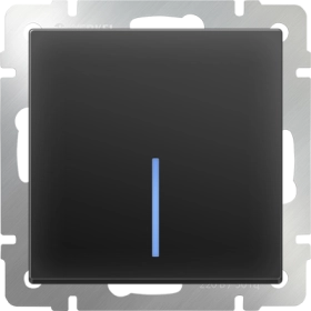 Выключатель проходной, 1 кл, с подсветкой, WL08-SW-1G-2W-LED - черный матовый, Werkel