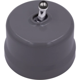 Выключатель 1 тумблер, кнопочный, пластик — титан серебро, Лизетта, Bironi