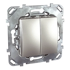 Выключатель 2 кл - алюминий, Schneider Unica Top