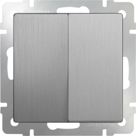 Выключатель проходной, 2 кл - cеребряный рифленый, Werkel, WL09-SW-2G-2W