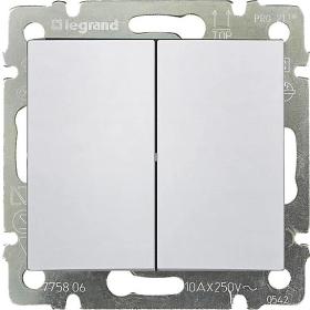 Выключатель 2 кл - белый, Legrand Valena