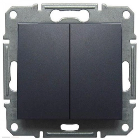 Выключатель 2 кл - графит, Schneider Sedna