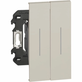 Выключатель кнопочный 2 кл с подсветкой белого цвета винтовые клеммы 2 модуля — песочный, Bticino Living Now