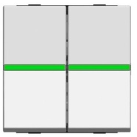 Выключатель 2 кл с зеленой подсветкой - альпийский белый, ABB Zenit (2 х N2101 BL + 2 х N2191 VD)