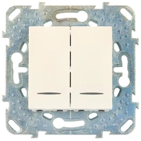 Выключатель 2 кл с подсветкой - бежевый, Schneider Unica