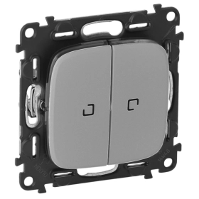 Переключатель проходной, 2 кл, с подсветкой - алюминий, Legrand Valena Allure