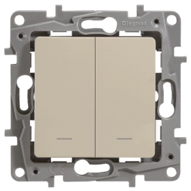 Выключатель 2 кл с подсветкой - слоновая кость, Legrand Etika