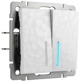 Выключатель 2 кл, с подсветкой, W1220101 - hammer белый, Werkel