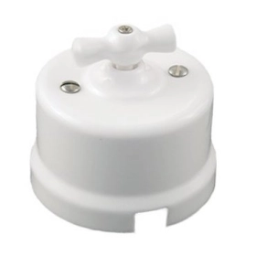 Выключатель проходной, 1 кл - белый, Retrika