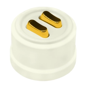 Выключатель проходной 2 кл, клавишный, ручка золото — слоновая кость, Лизетта, Bironi