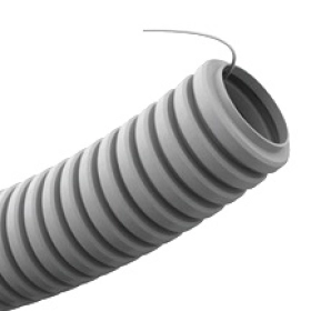 Гофра ПВХ, серая, с протяжкой, d=20 - ДКС