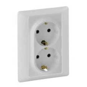 Двойная розетка с заземлением, автоматическими клеммами - белый, Legrand Valena Life